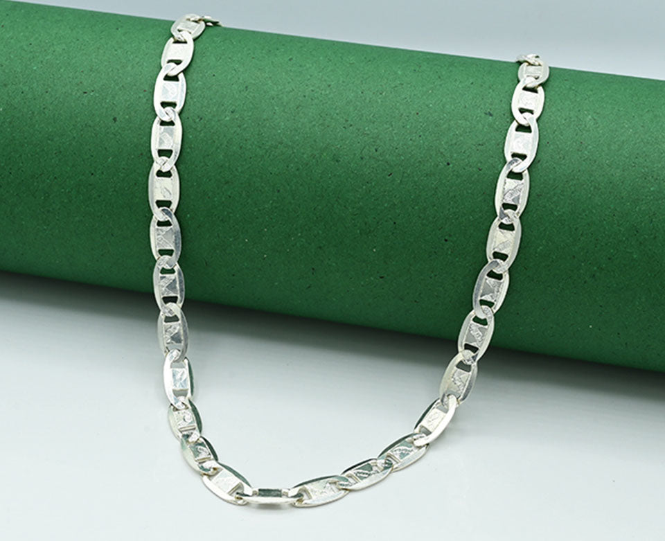 Unisex Rhodium-Plated Silver Chain