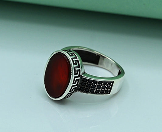 Turquoise (Feroza) Oval Gents Ring