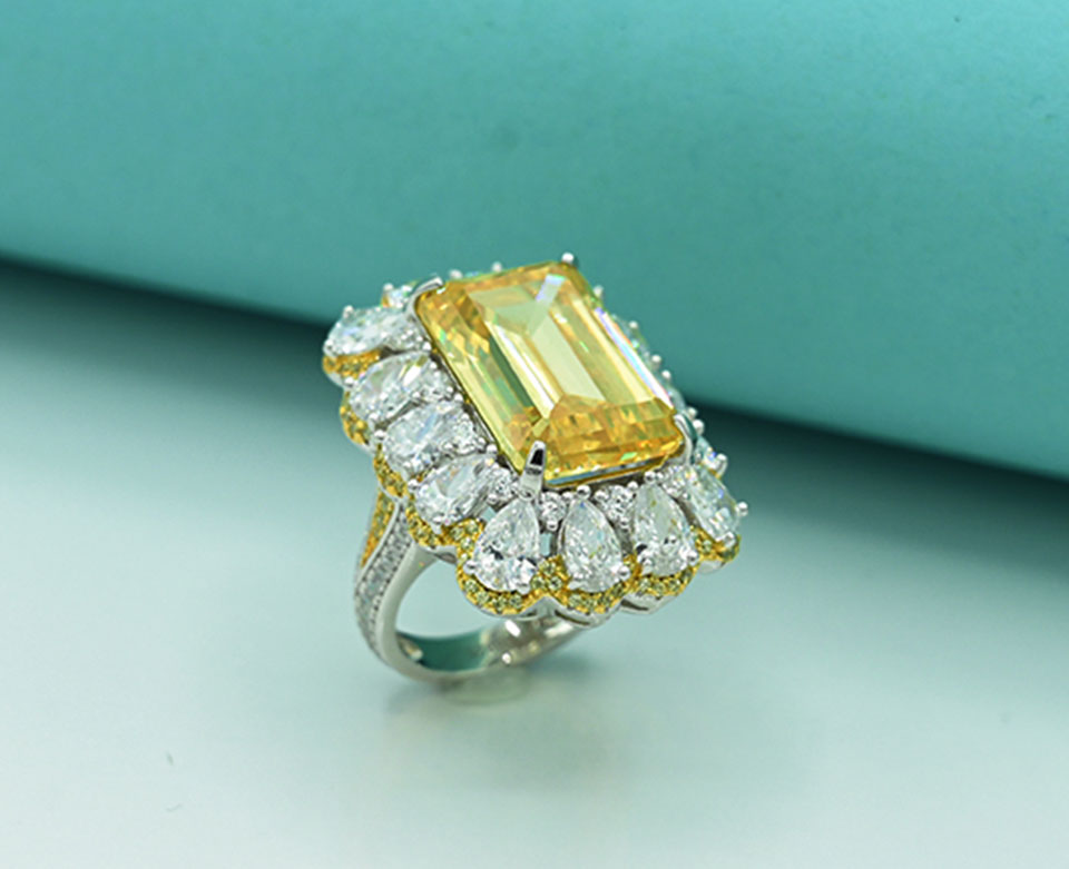 Ladies ring  Silver 925 ladies ring  Studded with fine quality zirconia  Hand fitted topaz	 Rhodium plated