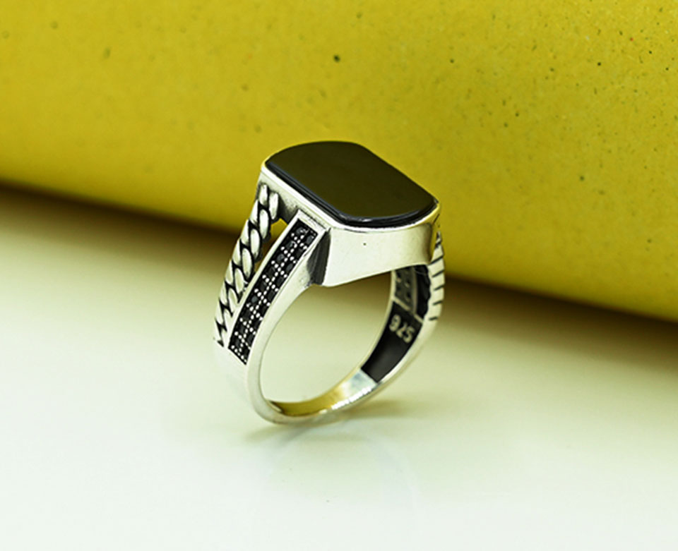 Black Stone Turkish style Gents Ring
