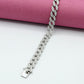 Sterling 925 Rhodium-Plated Cuban Link Zircon Bracelet