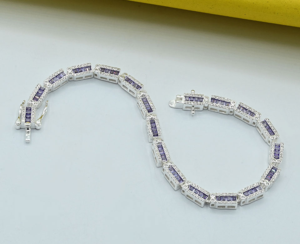 Sterling 925 Rhodium-Plated Zircon Bracelet