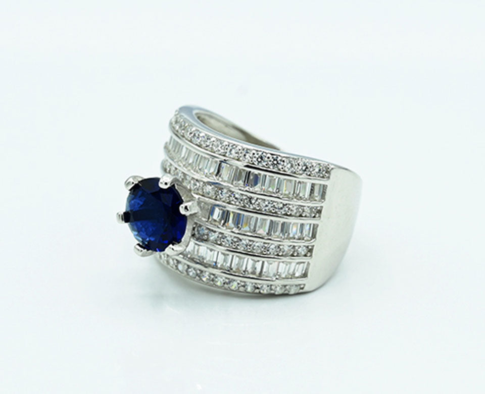 Black Stone & Zircon Ring