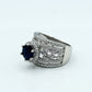Blue Sapphire & Zircon Ring