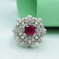 Ladies ring Silver 925 ladies ring  Rhodium plated Studded with zircons and ruby in the Centr