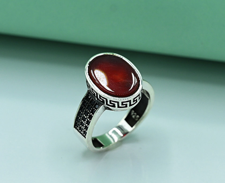 Turquoise (Feroza) Oval Gents Ring
