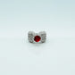 Ladies ring Silver 925 ladies ring  Rhodium plated Studded with zircons and spinel ruby in the Centr