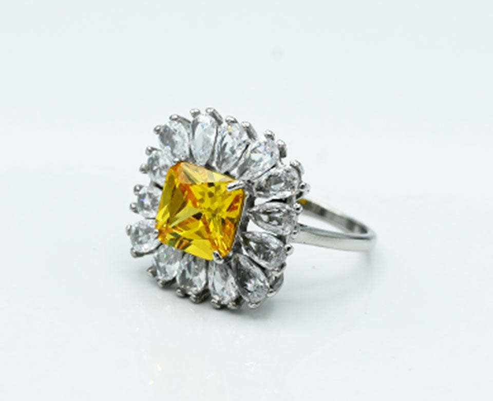 Ruby-Colored & Zircon Ring