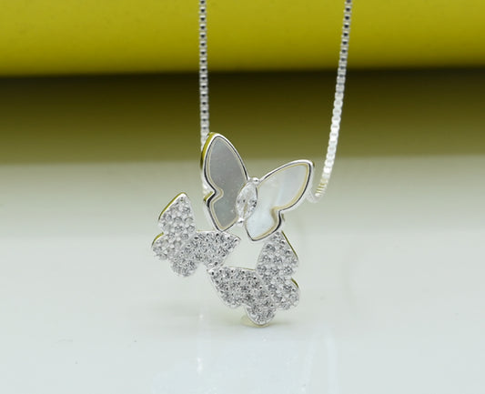 Ladies butterfly necklace Silver 925  Studded with Zirconia Stone
