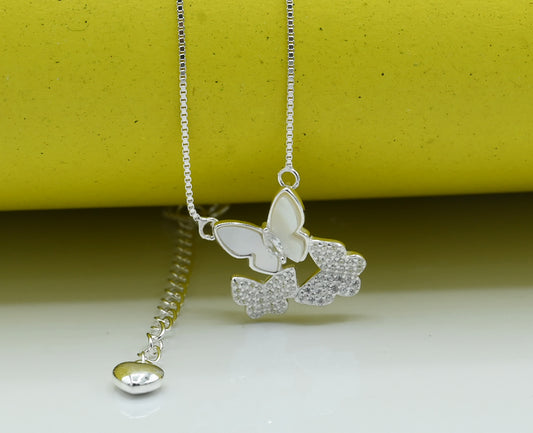 Ladies butterfly necklace Silver 925  Studded with Zirconia Stone