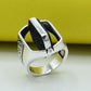 Men Double side Ring Silver 925 Studded with Pure Zarconia