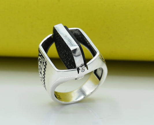 Men Double side Ring Silver 925 Studded with Pure Zarconia