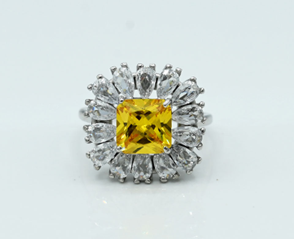 Ruby-Colored & Zircon Ring