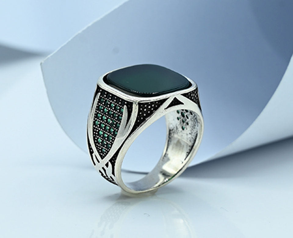Black Beauty Turkish Gents Ring (Premium)