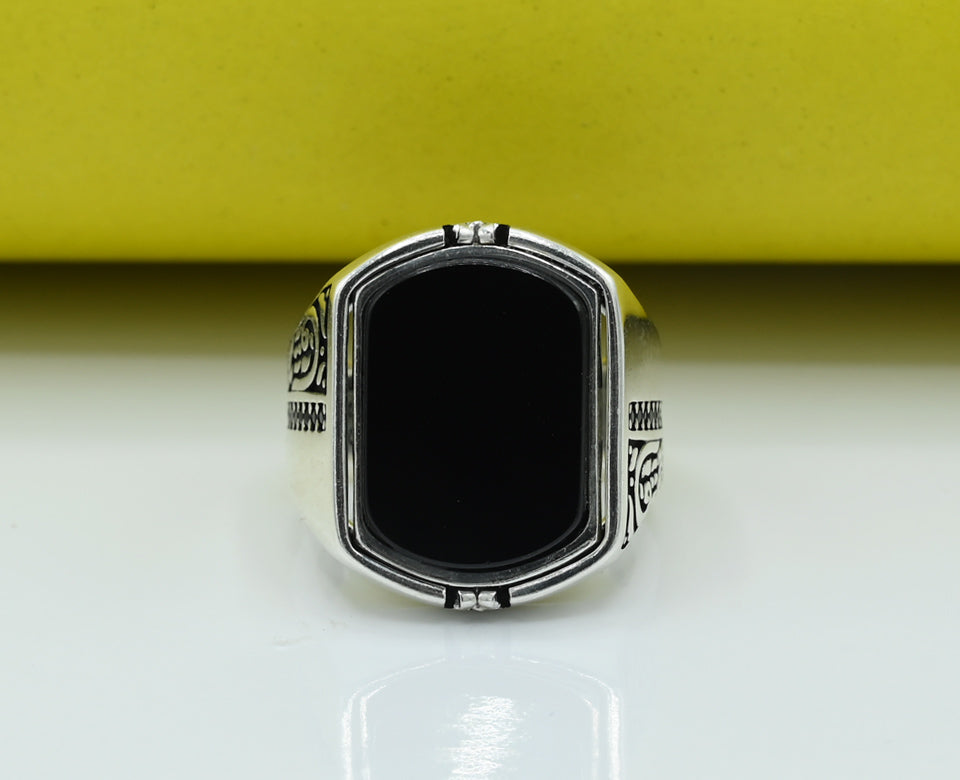 Men Double side Ring Silver 925 Studded with Pure Zarconia