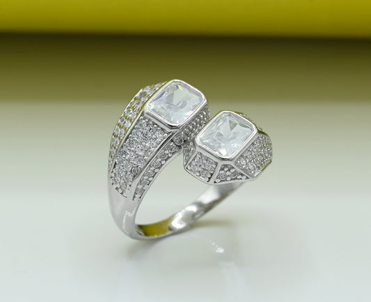 Gents Zulfiqar Ring  Silver 925  Studded With Fine quality Black Zirconia