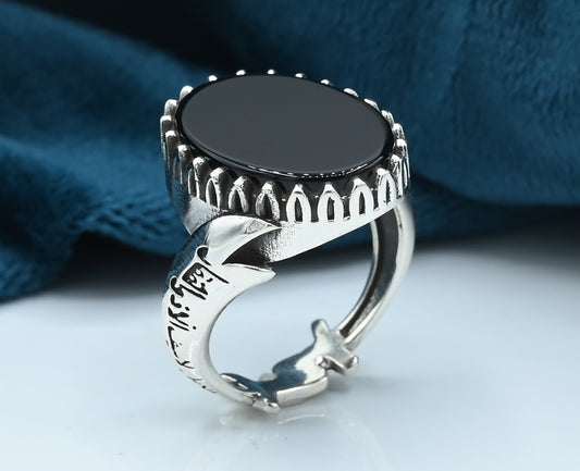 Gents ring Silver 925 Rhodium plated Studded with Black zirconia Stones