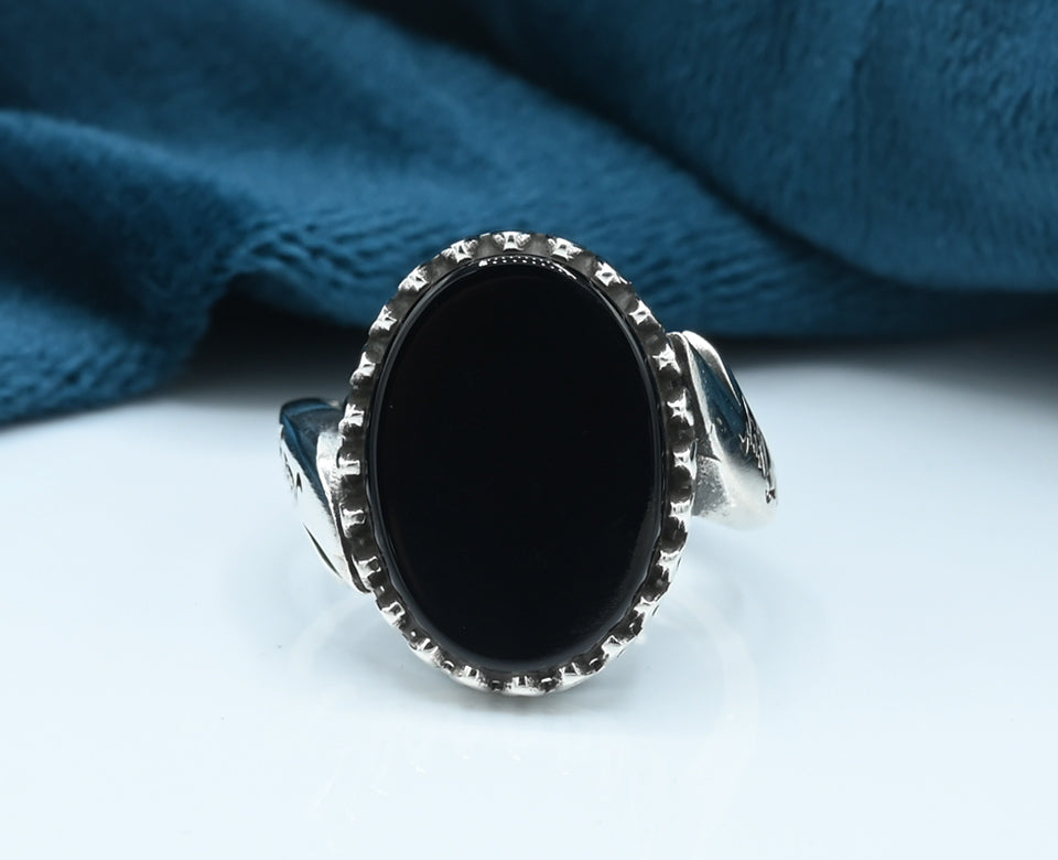 Gents ring Silver 925 Rhodium plated Studded with Black zirconia Stones